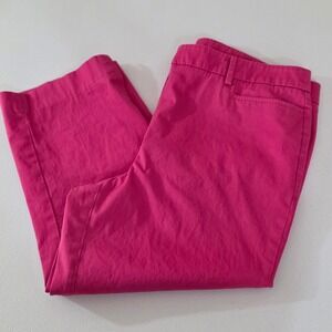 Talbots Perfect Skimmer Pants Womens 14 Hot Pink Cropped Cotton Stretch Beachy
